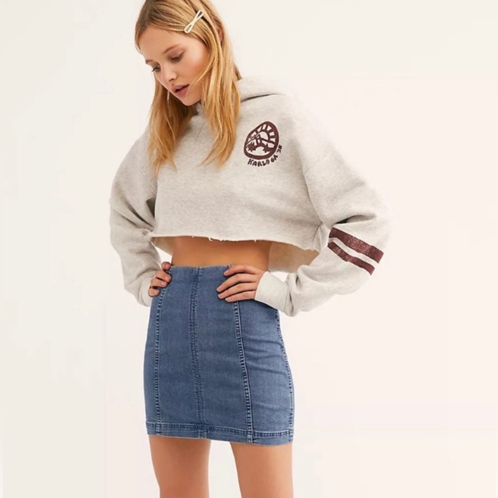 free people modern femme denim mini skirt